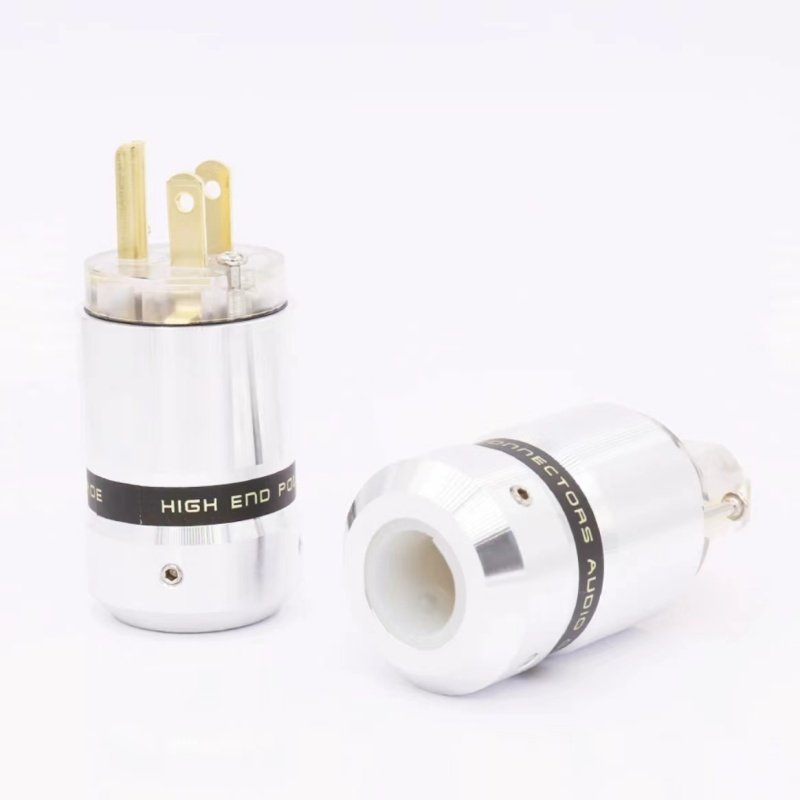 Aluminum shell power head, fever HiFi power connector, gold-plated rhodium-plated European standard American standard audio plug