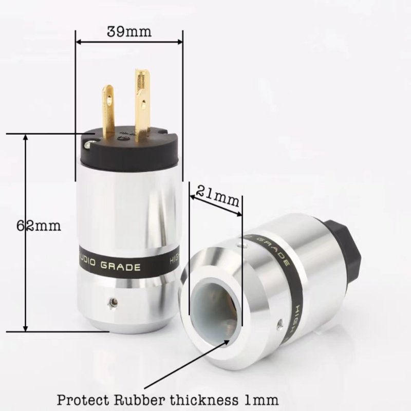 Aluminum shell power head, fever HiFi power connector, gold-plated rhodium-plated European standard American standard audio plug