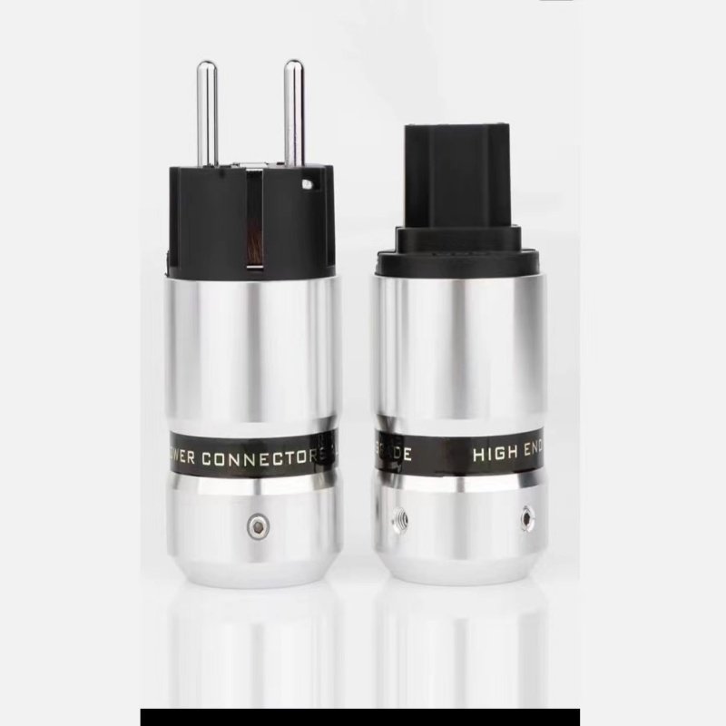 Aluminum shell power head, fever HiFi power connector, gold-plated rhodium-plated European standard American standard audio plug