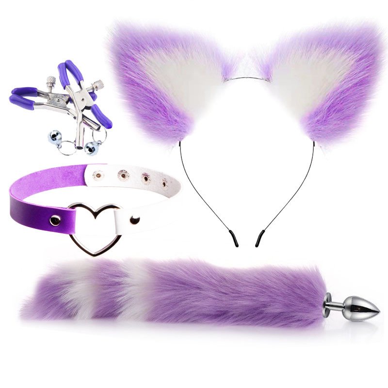 4Pcs Cat Ears Headband Fox Tail Anal Butt Plug Anal Toy Juguete Sexual Adult Sex Toys For Woman Couples Games
