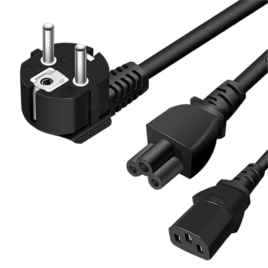 European Germany France Schuko Plug Male to Female C5 3 AC Outlets 1.5M-1.8M Power Cord for Home Appliance Office