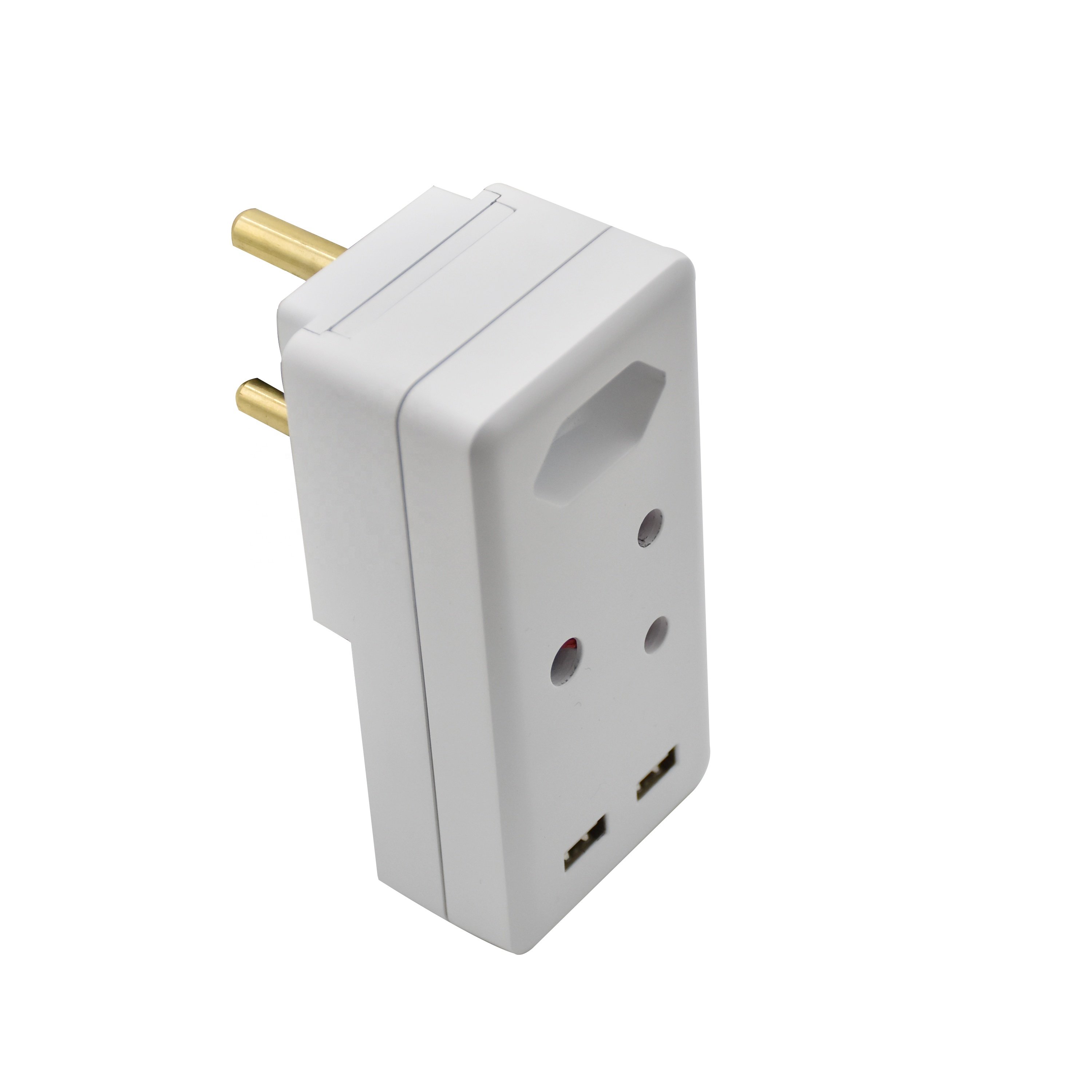 South African 2 AC outlets removable adapter plug