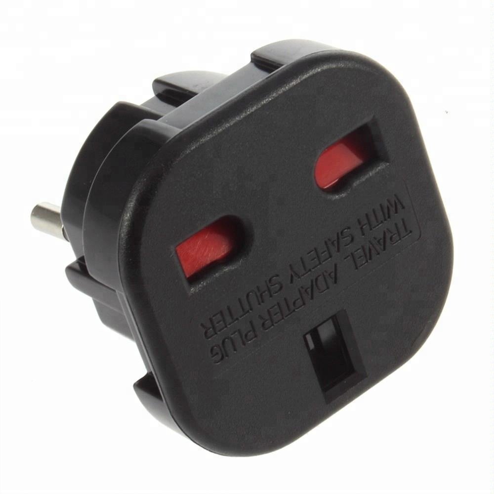 UK to European Plug Adapter 3 Pin to 2 Pin EU Socket Europe France Germany Travel Adaptor