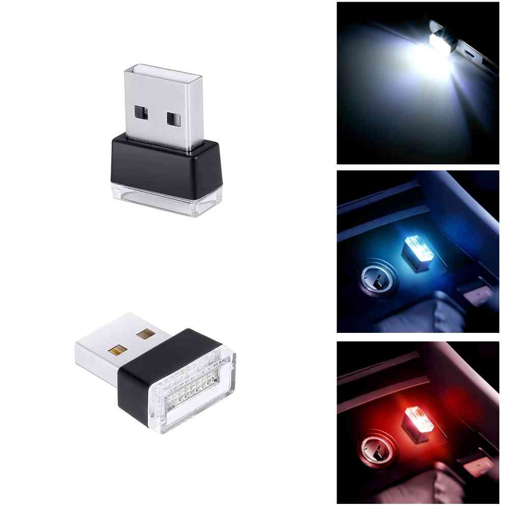 Mini USB LED Atmosphere Lights Car Decorative Lamp Emergency Lighting Universal PC Portable Plug and Play Red/Blue/White