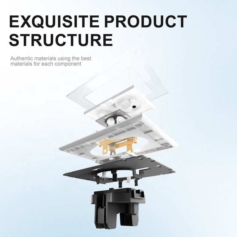 EU Socket Manufacturer Glass Panel Double 2 Pin Wall Socket Russia 2P Non-grounding Power Plug Socket
