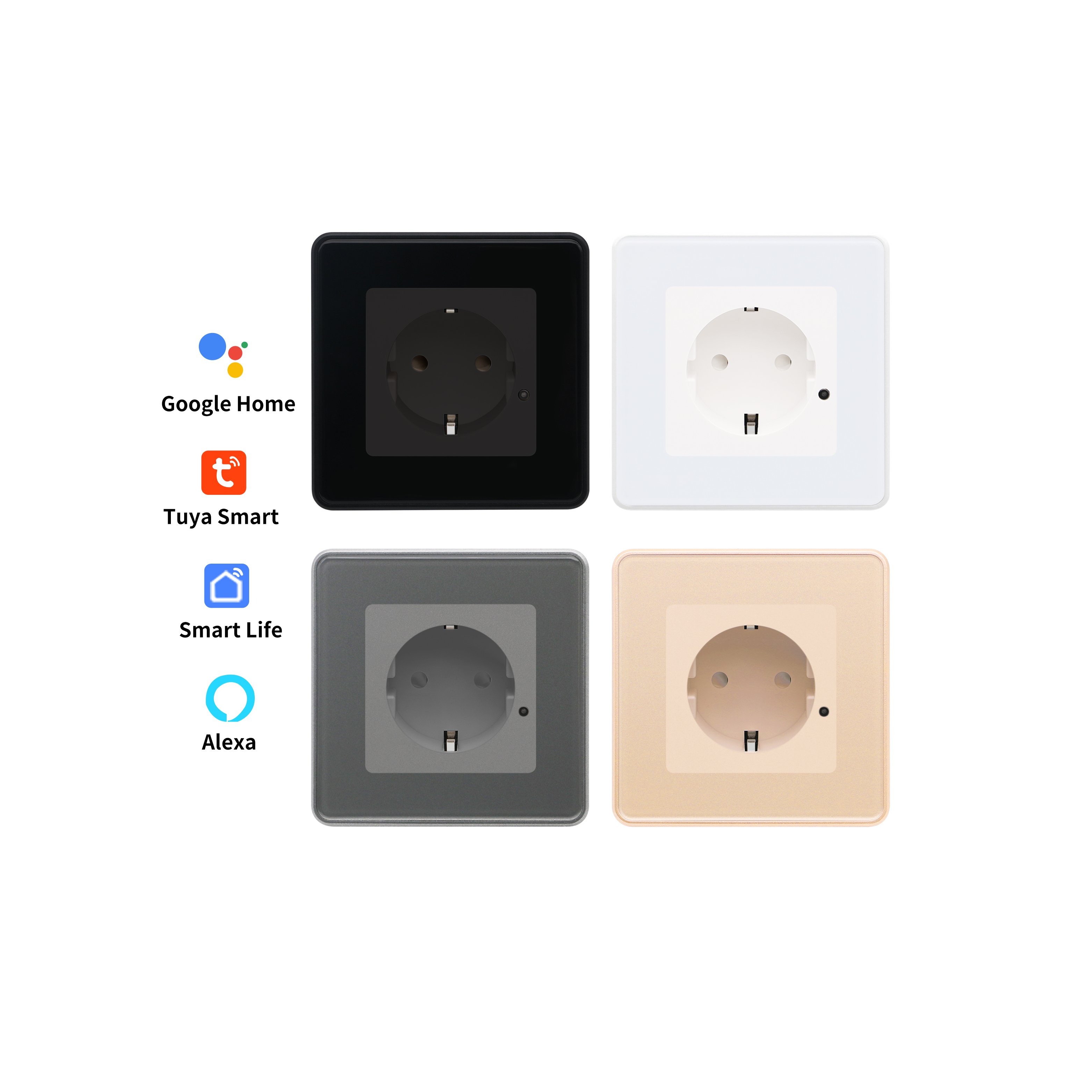 Tuya Smart 10A 250V EU Standard Alexa-enabled Power Socket Germany Electrical Outlet Plug WiFi Remote Control Wall Smart Socket