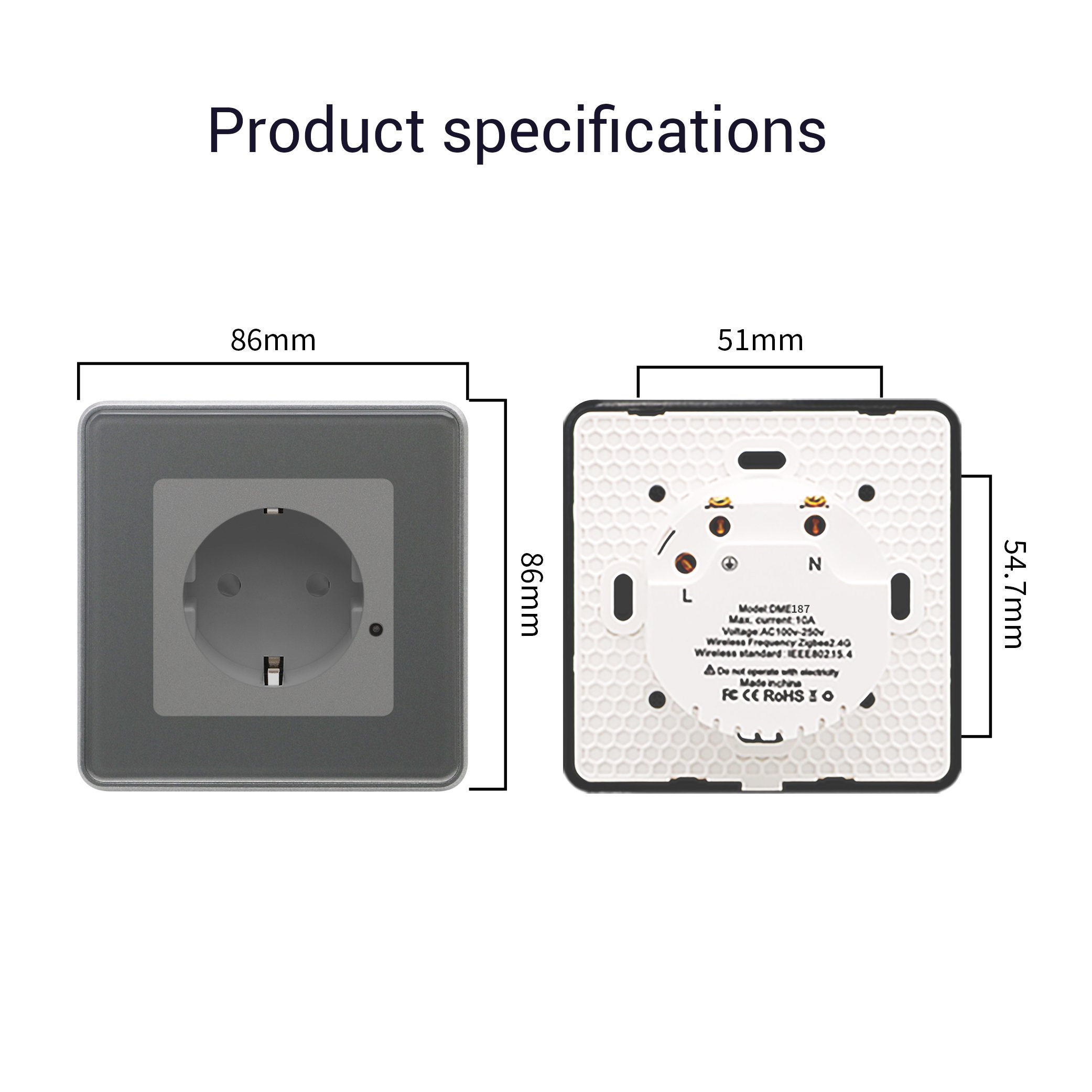 Tuya Smart 10A 250V EU Standard Alexa-enabled Power Socket Germany Electrical Outlet Plug WiFi Remote Control Wall Smart Socket