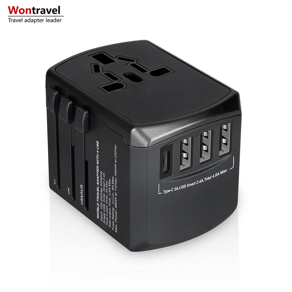 Wontravel Universal International Adapter Type C Canada to Uk Plug Adapter with 3 USB