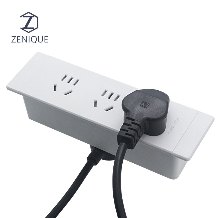 Simple Design 6 ways Embedded Socket Box Office Tabletop Electrical Plug Sockets