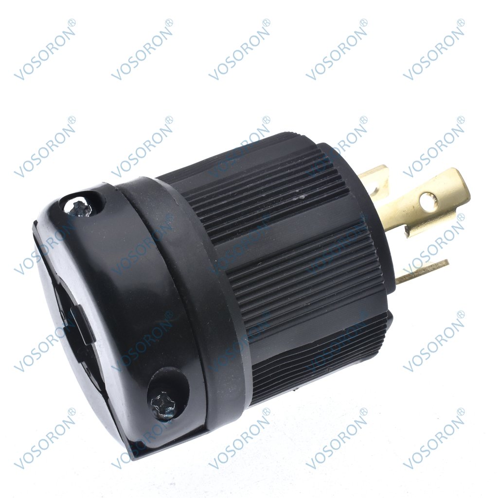 NEMA L6-30P 30 Amp 250 Volt Twist Lock Male Plug USA 3 Pole Industrial Grade Grounding 3-Prong Power Generator Plug