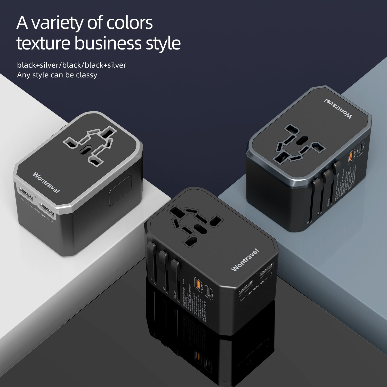Wontravel World Travel Adaptor USB Plug Type C Quick Charger 45W PD Travel Adapter Electrical Plug Socket