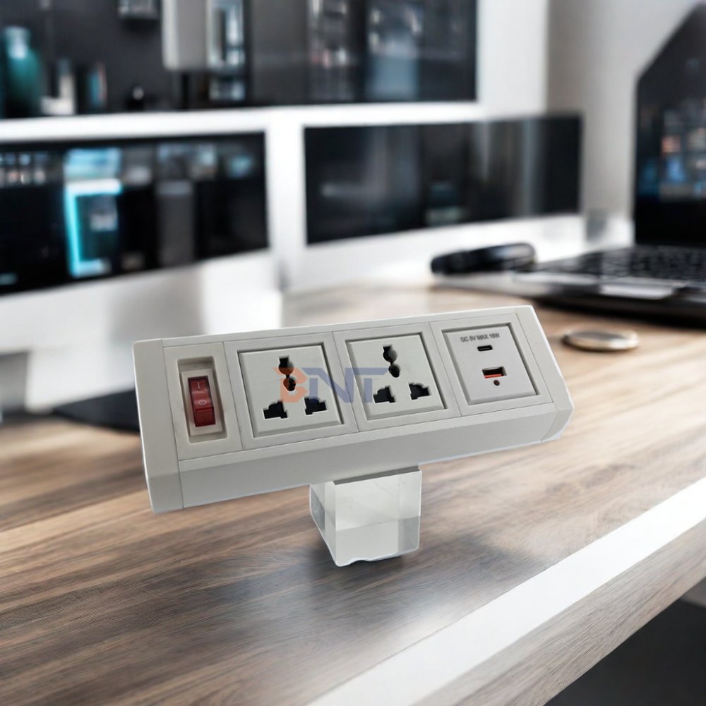 BNT Office Clamp on Table USB Charger Power Socket Edge Mounted Plug for Office Furniture