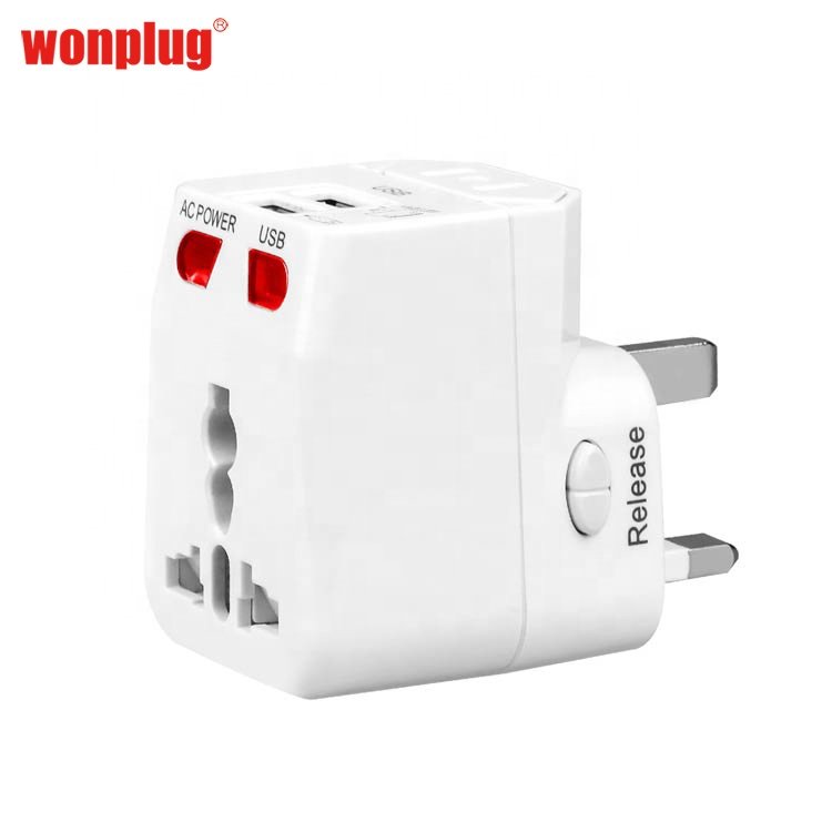 wonplug 5V 2.1A international multi universal plug adapter singapore malaysia travel adapter plug converter with 2 USB