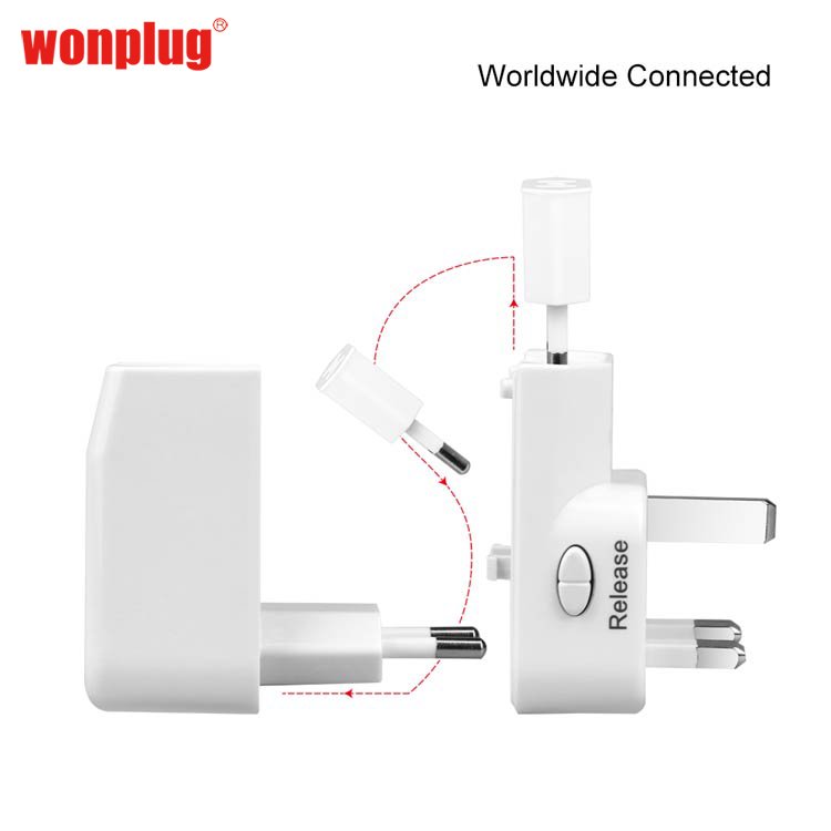 wonplug 5V 2.1A international multi universal plug adapter singapore malaysia travel adapter plug converter with 2 USB