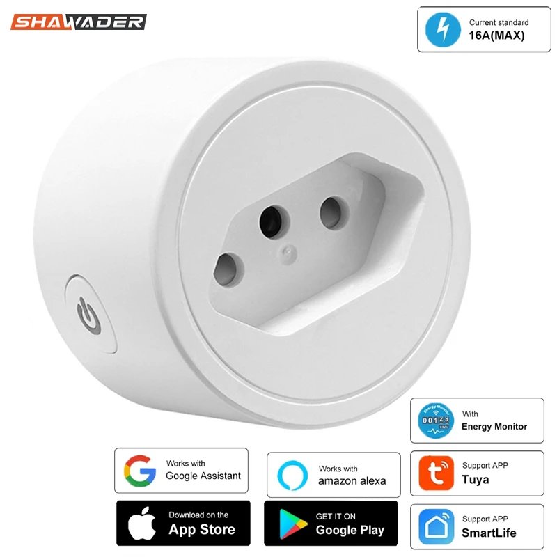 Brazil WIFi Tuya Smart Plug Brazilian Power Socket 16A Outlet Surge Protector Energy Monitor Timer Voice Remote Alexa Home