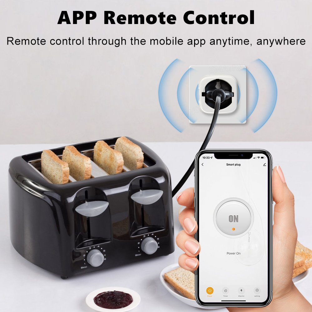 SMATRUL Wireless Remote Voice Control Power Monitor Timer Google Home Alexa 20A Tuya WiFi EU Smart Socket Plug