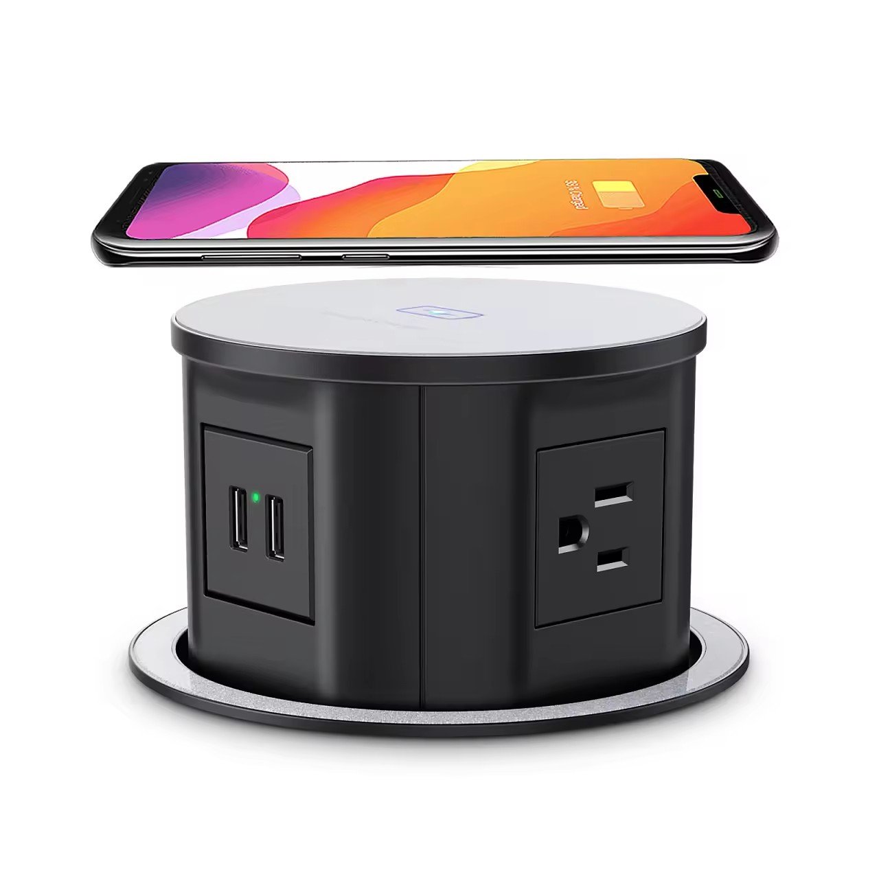 Automatic Pneumatic power outlet pop-up desktop socket,kitchen smart plug with USB type-c,wireless charging table spring Socket