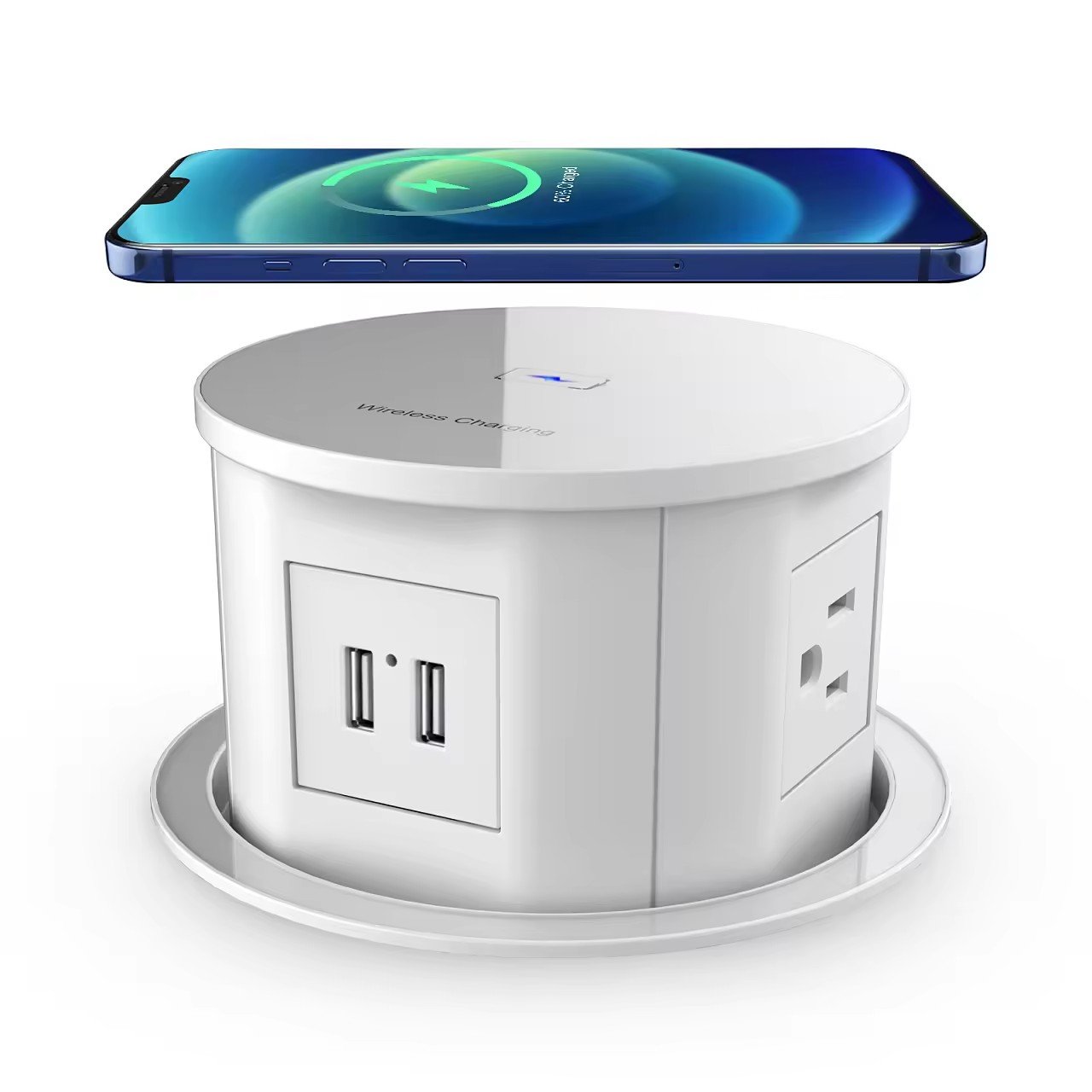 Automatic Pneumatic power outlet pop-up desktop socket,kitchen smart plug with USB type-c,wireless charging table spring Socket