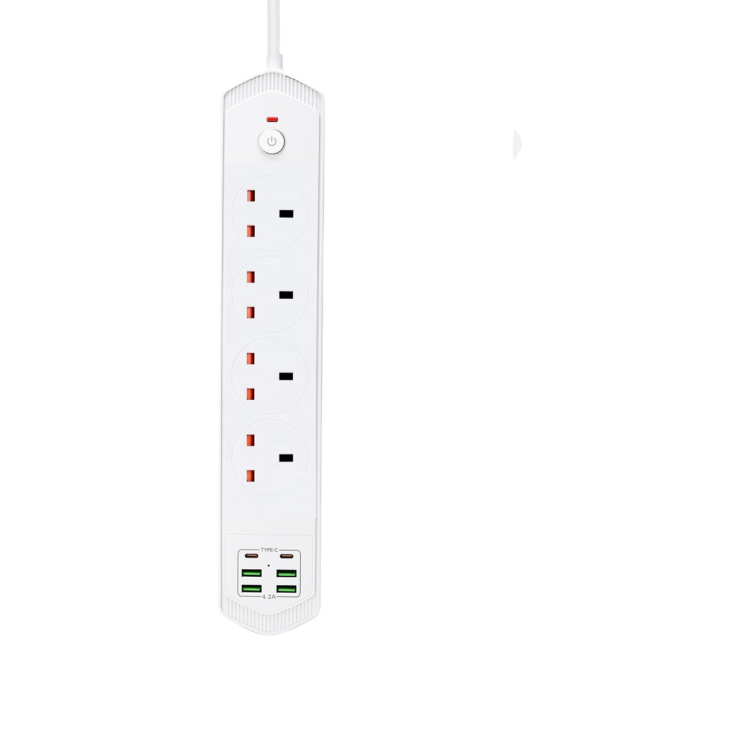 New Model Uk Plugs 4 Ways Ac Outlets 4usb+2 Type-c Charging Power Strip Uk Surge Protector With Usb