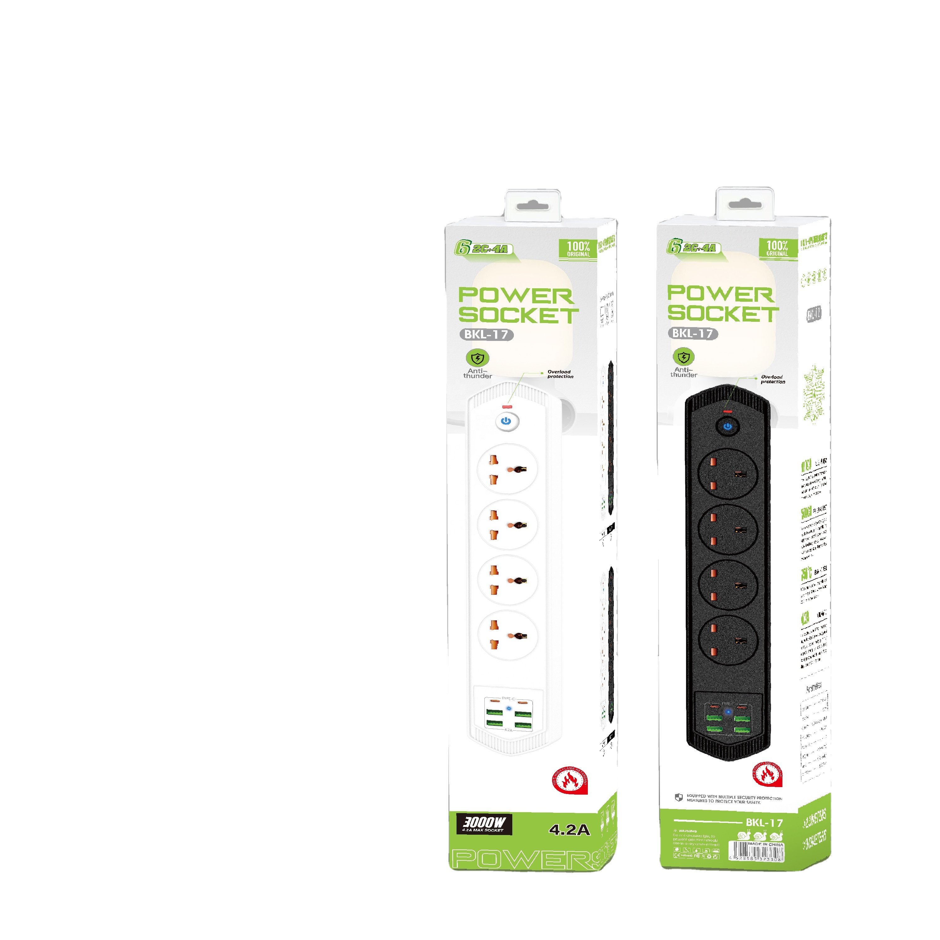 New Model Uk Plugs 4 Ways Ac Outlets 4usb+2 Type-c Charging Power Strip Uk Surge Protector With Usb