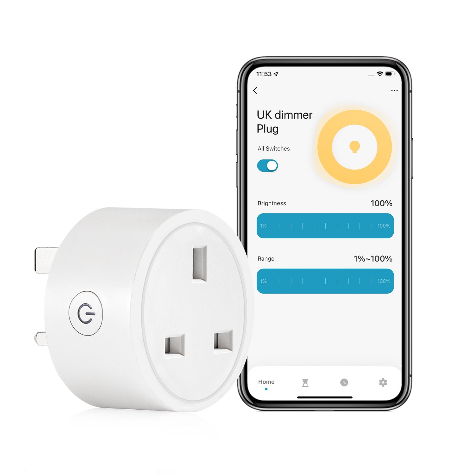 Tuya Smart Home WiFi Smart Power Dimmer Plug Brightness Adjust Timer Plug Tuya Smart Life App Compatible for Voice Control