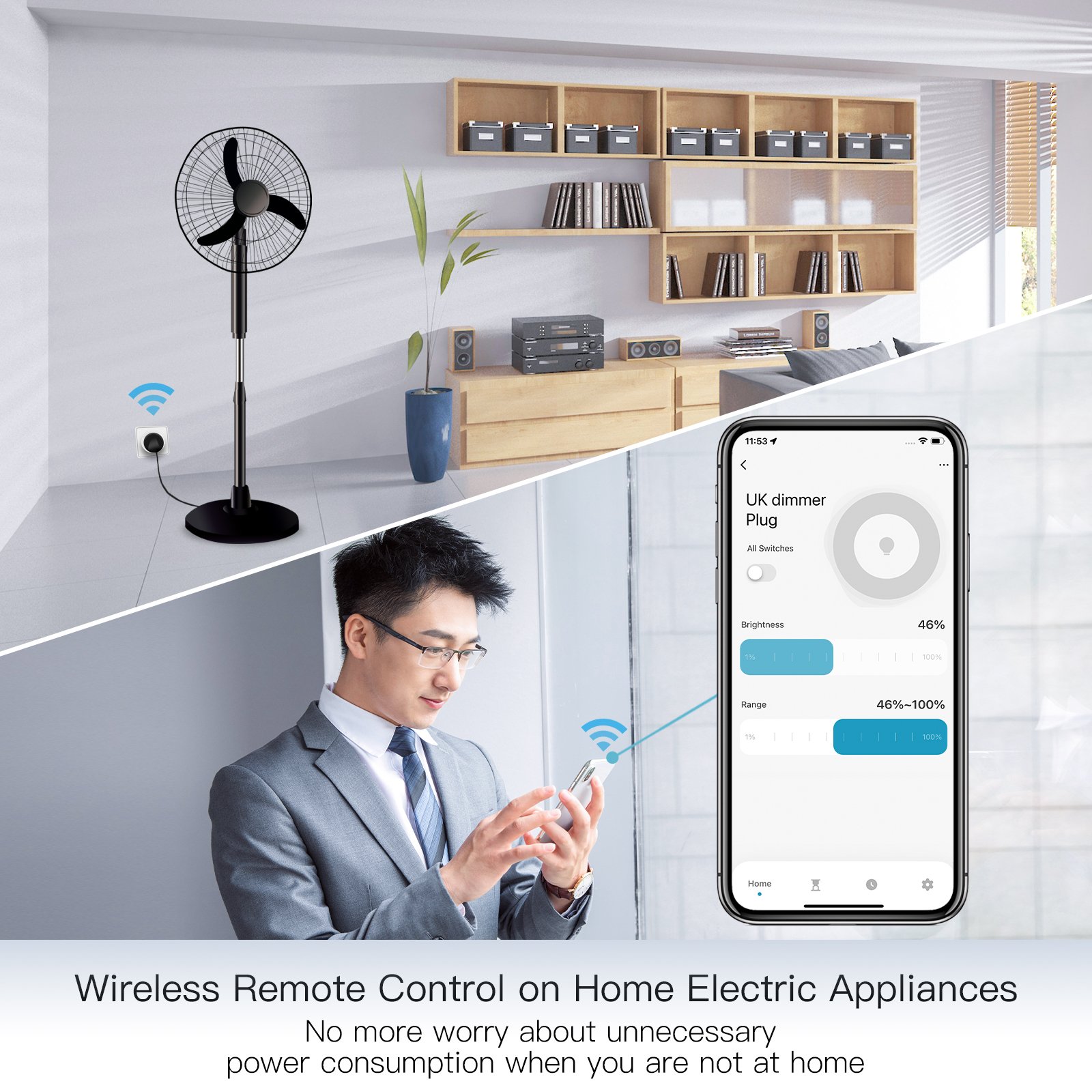 Tuya Smart Home WiFi Smart Power Dimmer Plug Brightness Adjust Timer Plug Tuya Smart Life App Compatible for Voice Control