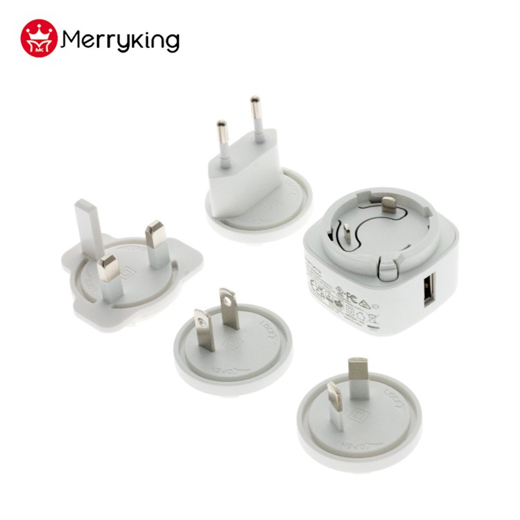 Interchangeable Plug USB-A Wall Charger for Cell Phone 5V 3a 5V1A 5V 2000mah 5v2.5a USB Charger 24v DC Adapter for LED Light