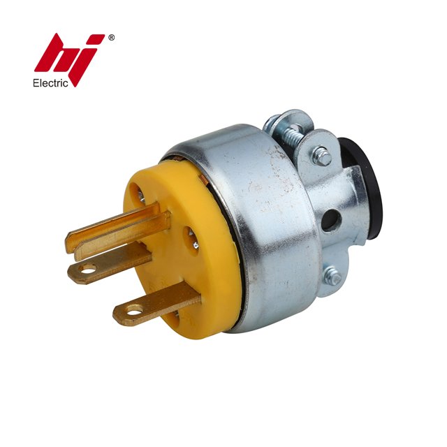 Straight Blade American Standard Armored Power Plug 15 Amp 250 Volt Grounding Plug