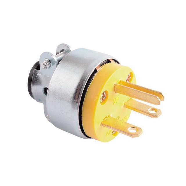 Straight Blade American Standard Armored Power Plug 15 Amp 250 Volt Grounding Plug