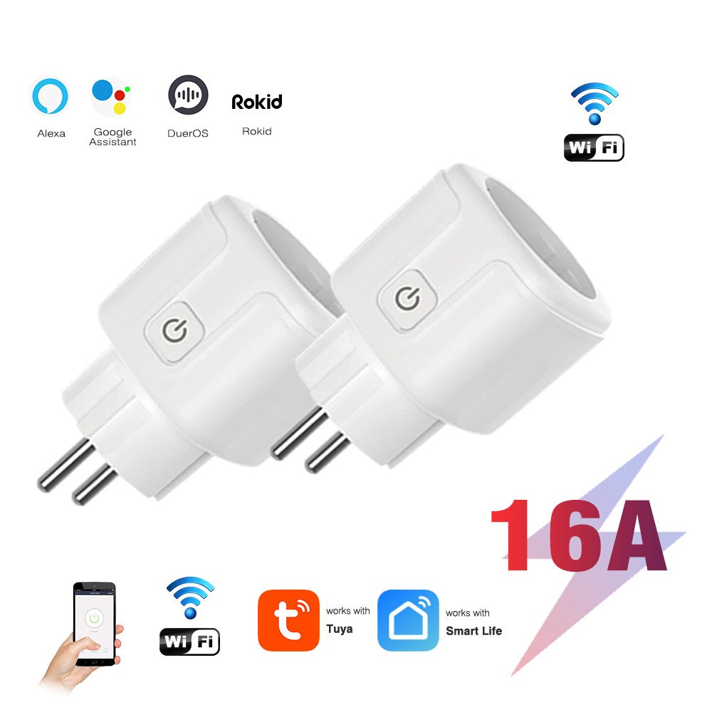 wifi smart plug 220v EU 16A/20A With Power Monitor Timing Function Tuya Smart Life APP Control Works With Alexa Google Home