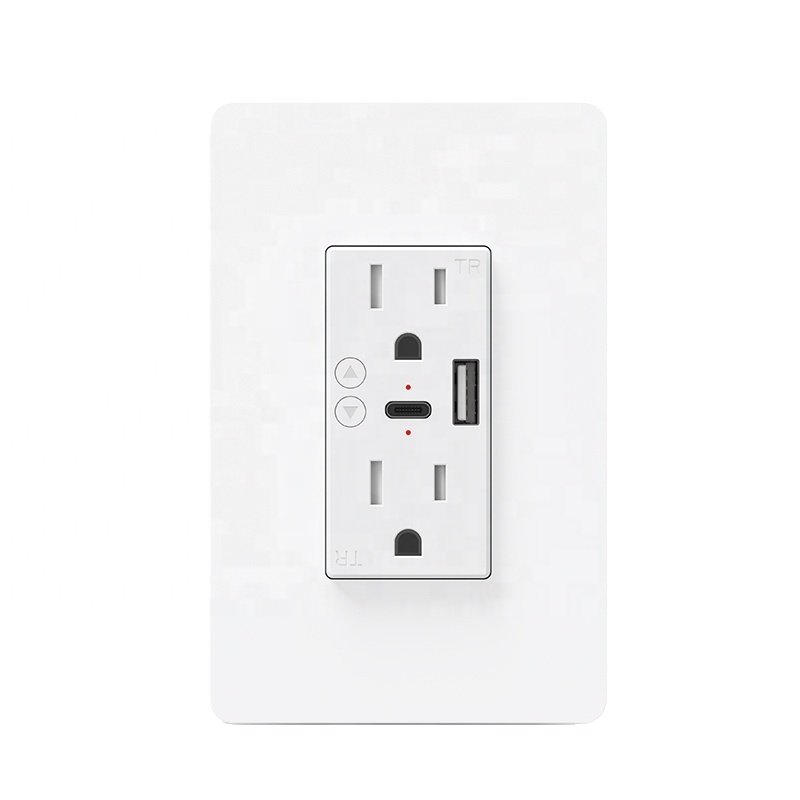 Milfra 2.4GHz WiFi in Wall Plug Socket 15A Smart USB Wall Outlet Socket Receptacle With Type-C Charger Remote Control On/Off