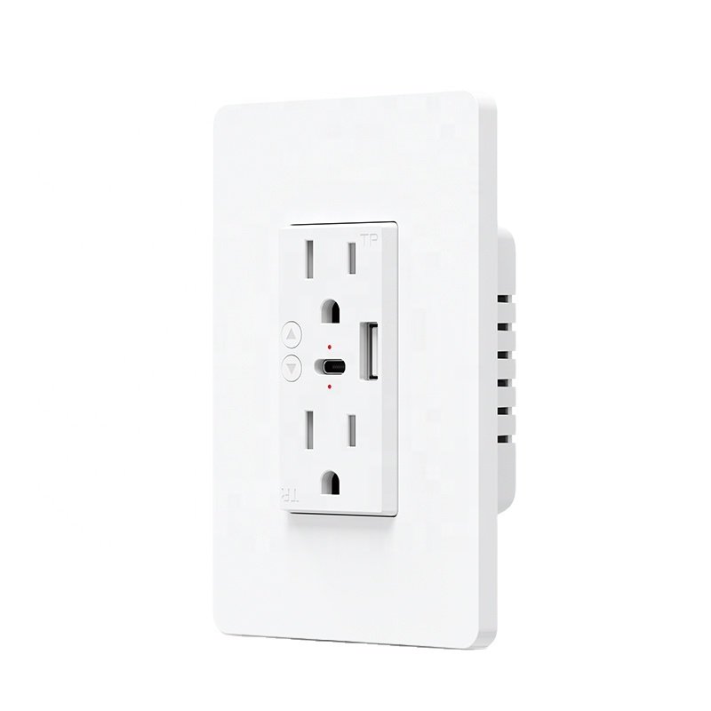 Milfra 2.4GHz WiFi in Wall Plug Socket 15A Smart USB Wall Outlet Socket Receptacle With Type-C Charger Remote Control On/Off