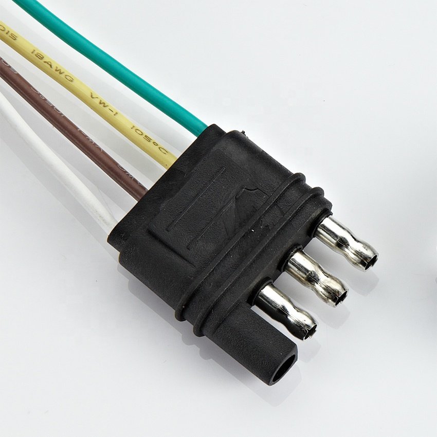 4-Way Flat Plug with 36" Cable 18awg Male Connector for Trailer Parts & Accessories 4-way flat plug connectors