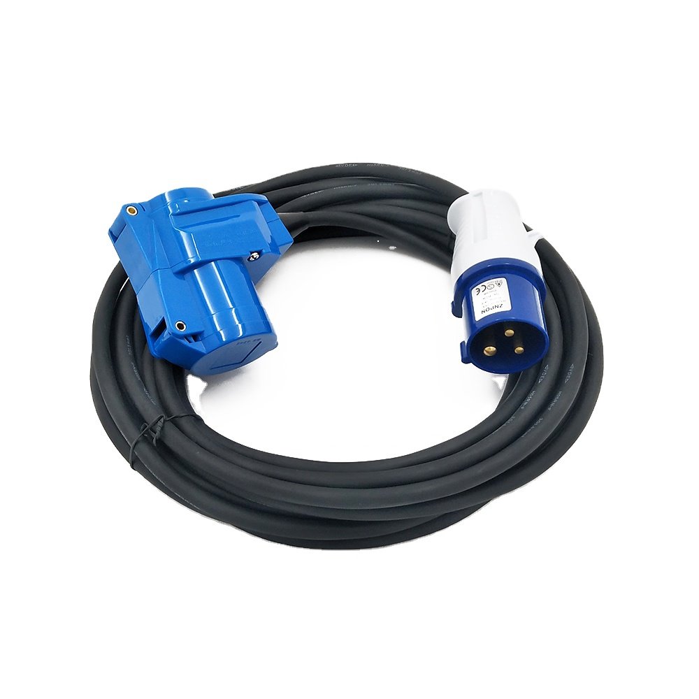 ZNPON GX03F 16A 250V 0.35m CEE plug to French adaptor socket with lid