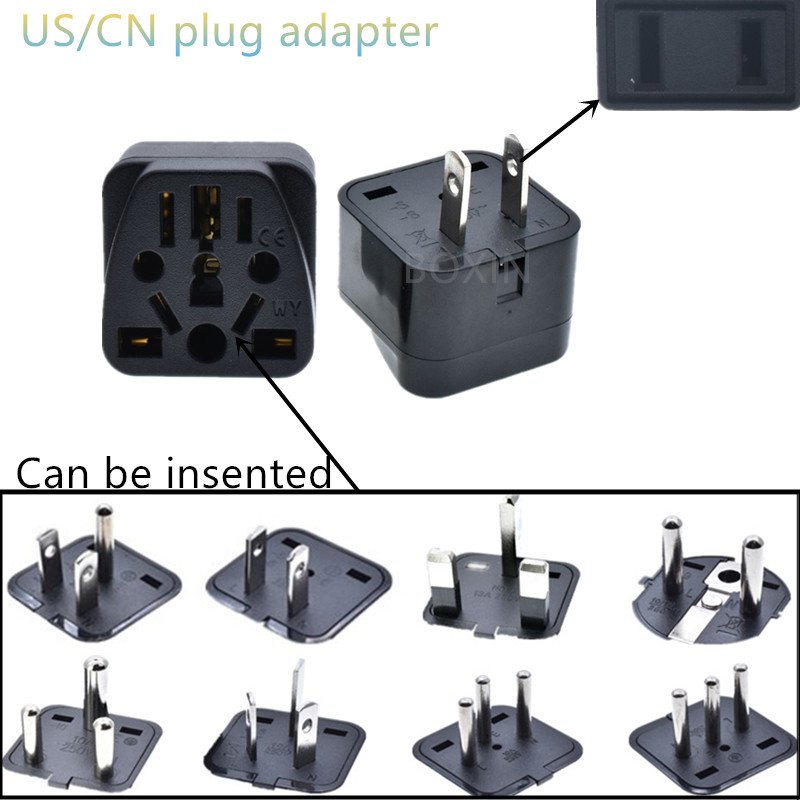 EU/UK/AU/IN/CN/JP to USA/CN travel power plug adapter 2 pins 10A 250V CE certification Universal USA plug adapter