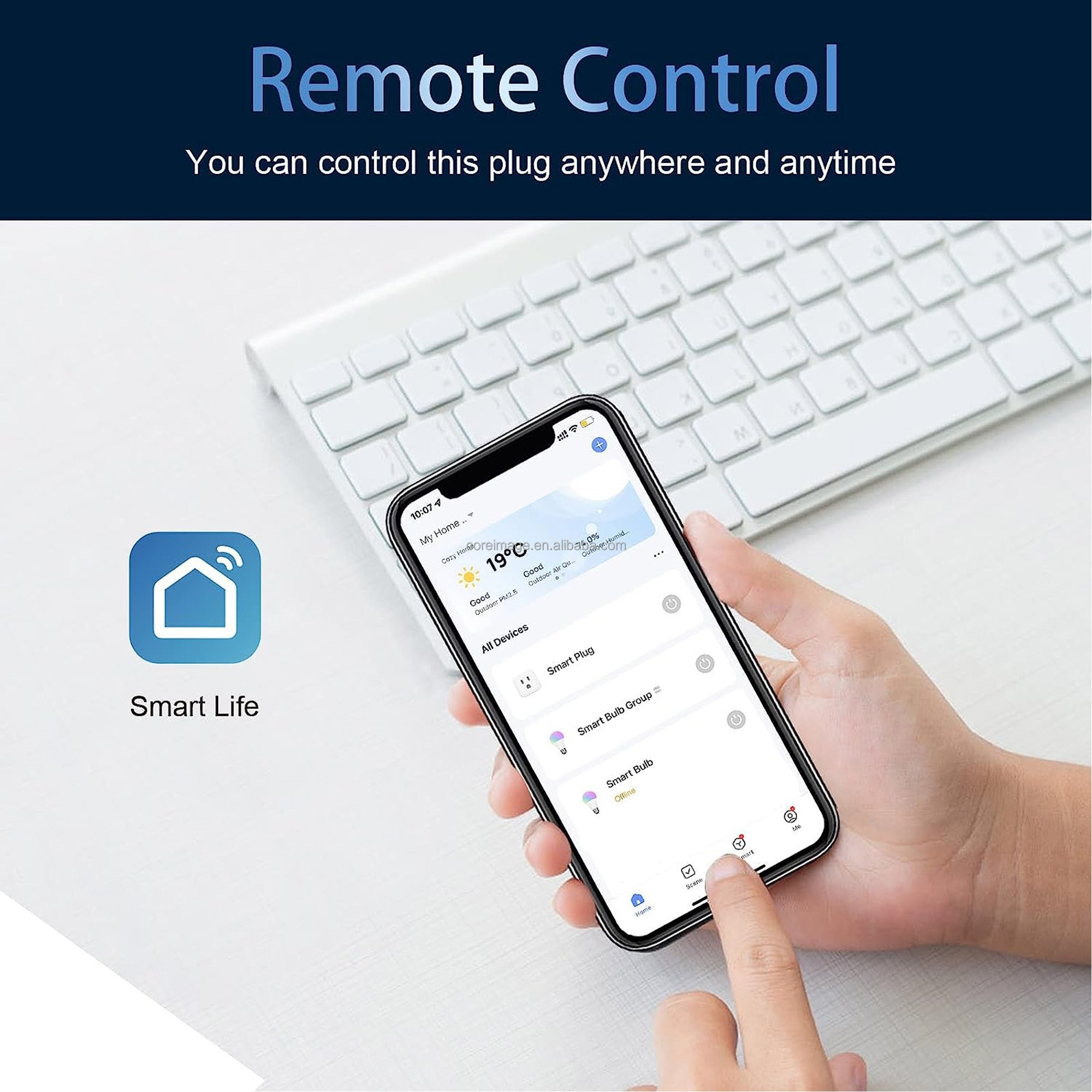 Smartlife South Africa/India tuya WiFi Smart Plug,Voice Control by Alexa/Google Assistant,16A with energy monitoring