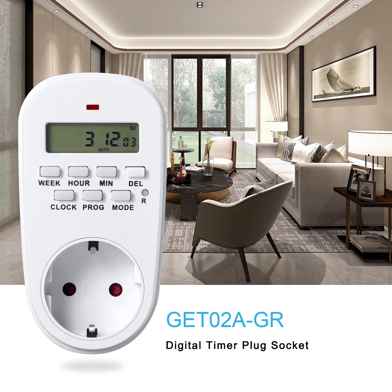 220-240V Smart Travel Adapter Timer Switch EU Plug AC Power Weekly Digital Timer Plug Socket