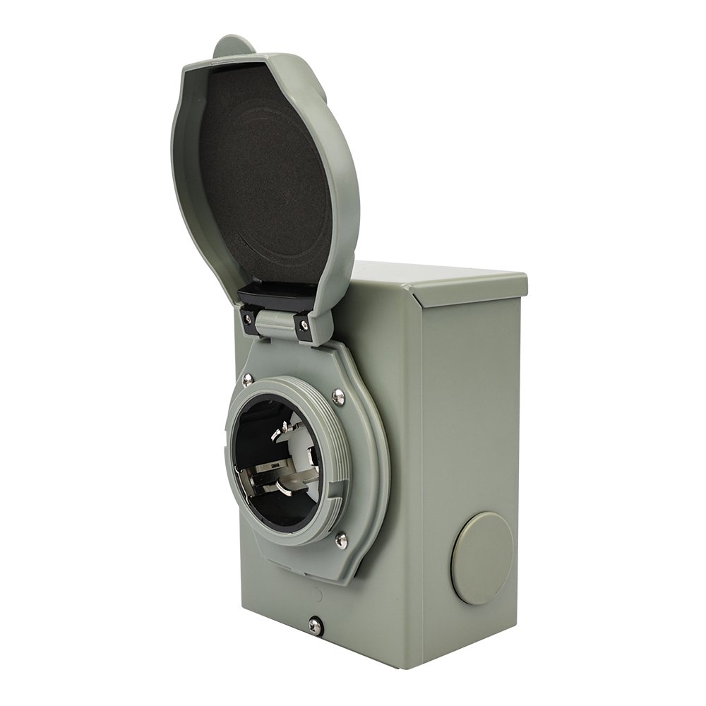 50A NEMA SS2-50P generator power inlet box with 3 prong locking plug indicator light