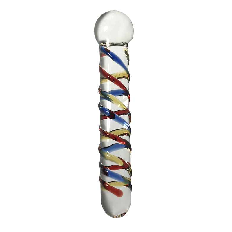 7'' Crystal Sex Toy Glass Yoni Wand Female Masturbator Blue Spiral Glass Dildo Penis Anal Butt Plug For Sexural Pleasure
