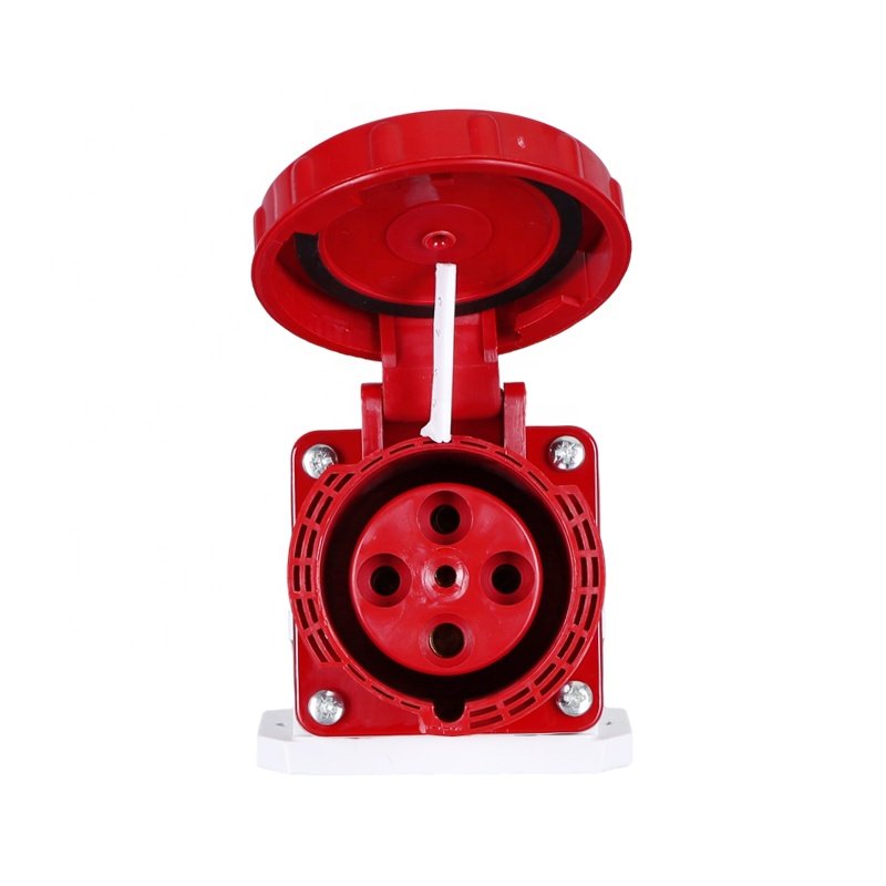 CE 63 Amp 4 Pin Industrial Plug And Socket Wall Mounted