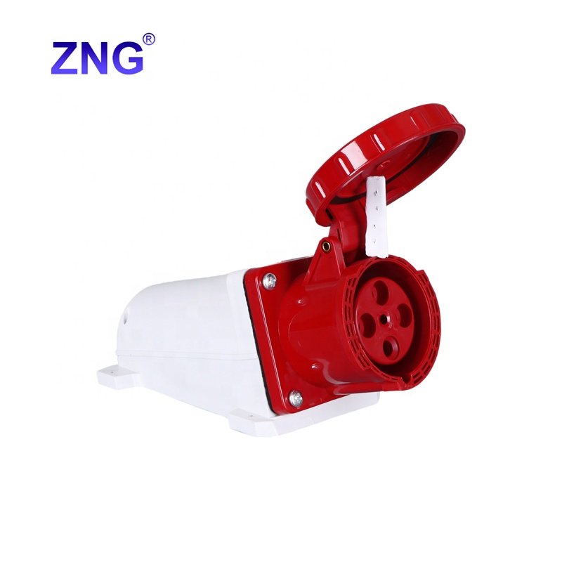 CE 63 Amp 4 Pin Industrial Plug And Socket Wall Mounted