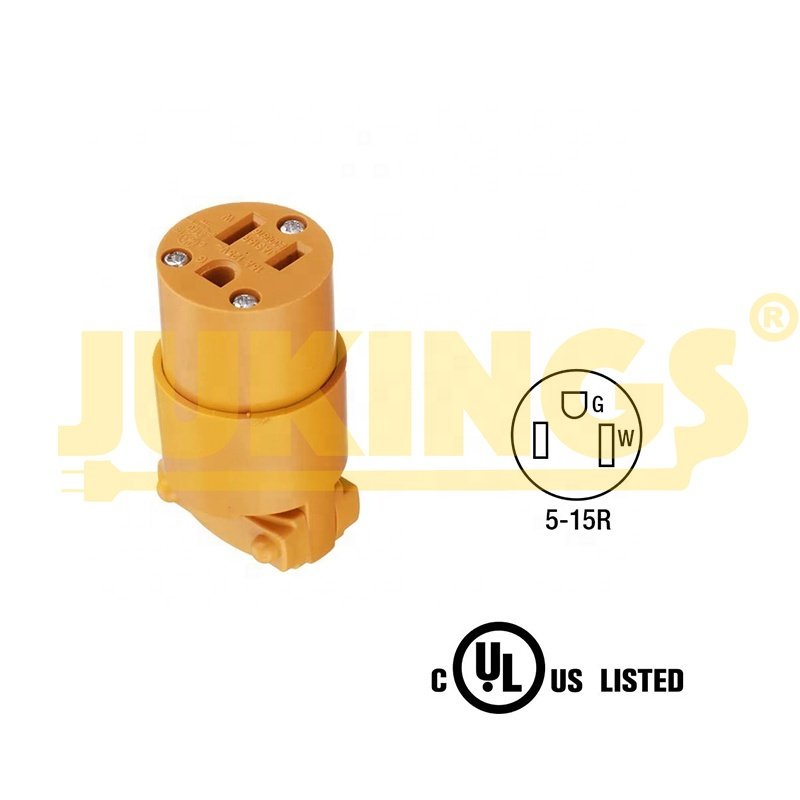 15 Amp Replacement Plug/Connector Set, 125 Volt NEMA 5-15R Straight Blade Plug Grounding Type/CUL listed