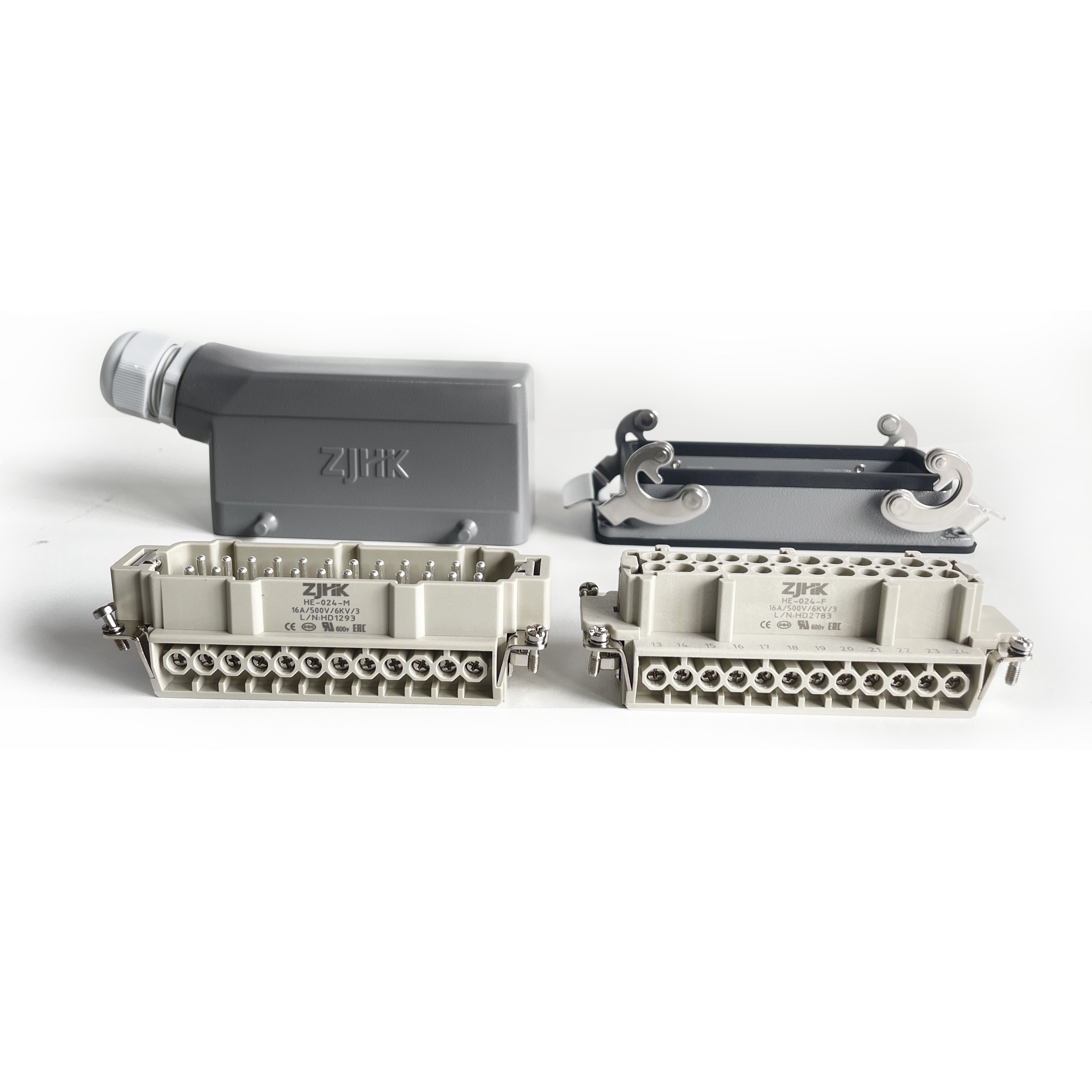 Whole Set HDC-HE-024 Heavy Duty Plug ,Bulkhead Housing 16amp Connector 24 Pin