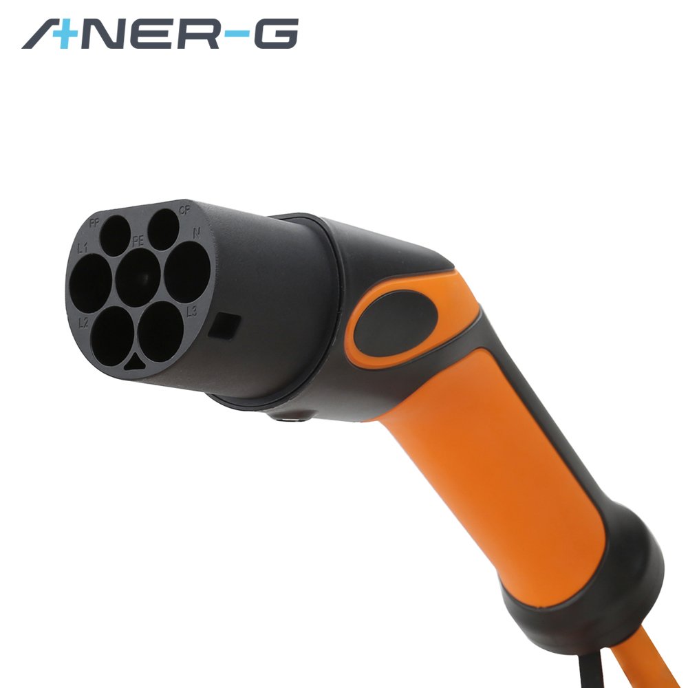 Type 2 16A 32A AC Electric Vehicle Male Charger Plug Connector Gun with 5M EV Charging Cable