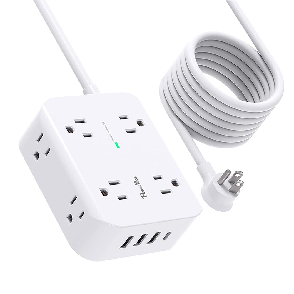 Mifaso 4-sided 8 Way Power Strip US Standard flat plug surge protector extension cord surge protector device for usb