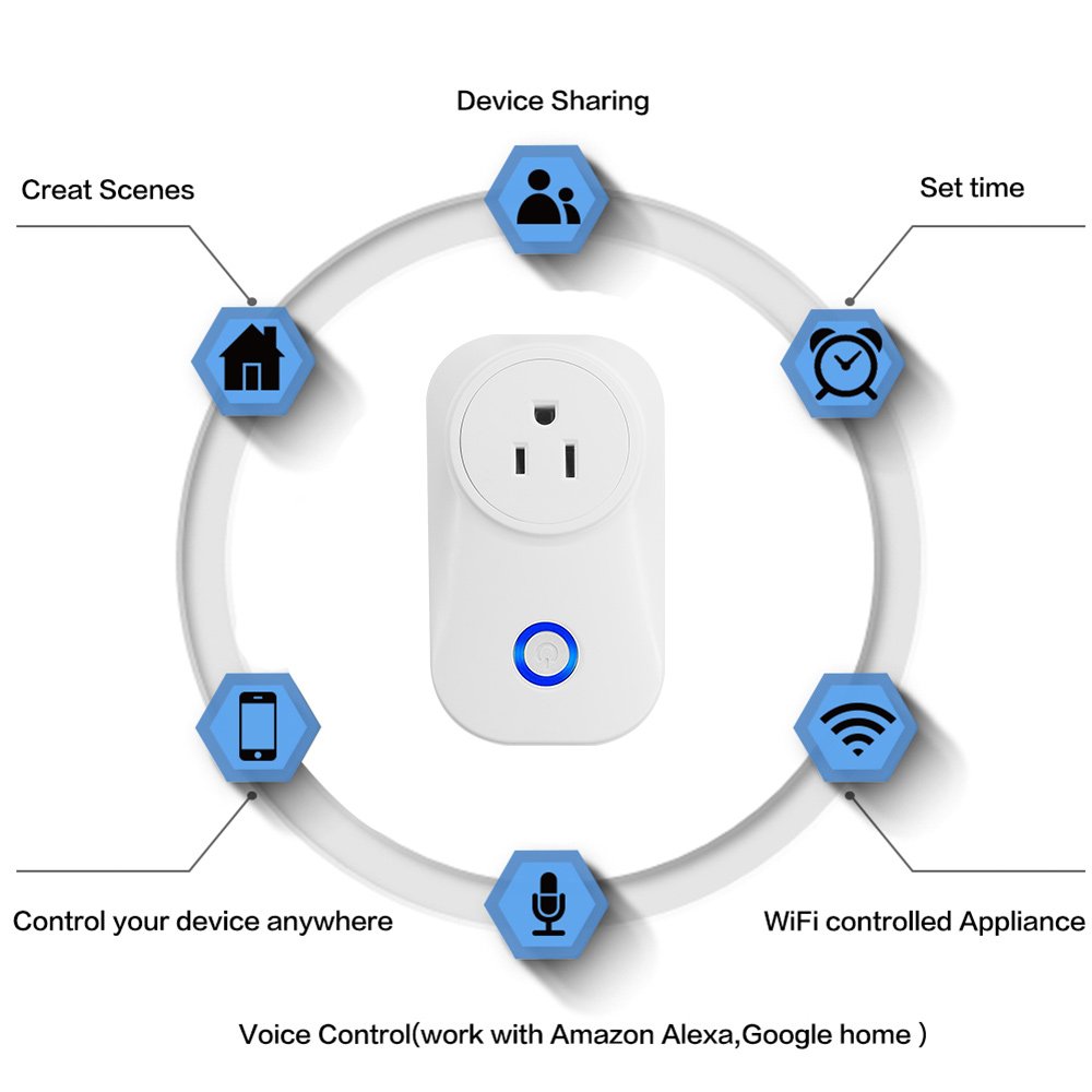 Glomarket Tuya Home Wifi Smart Electrical Plug With Socket Customized Timer Outlet For Google Home Alexa Smart Plug