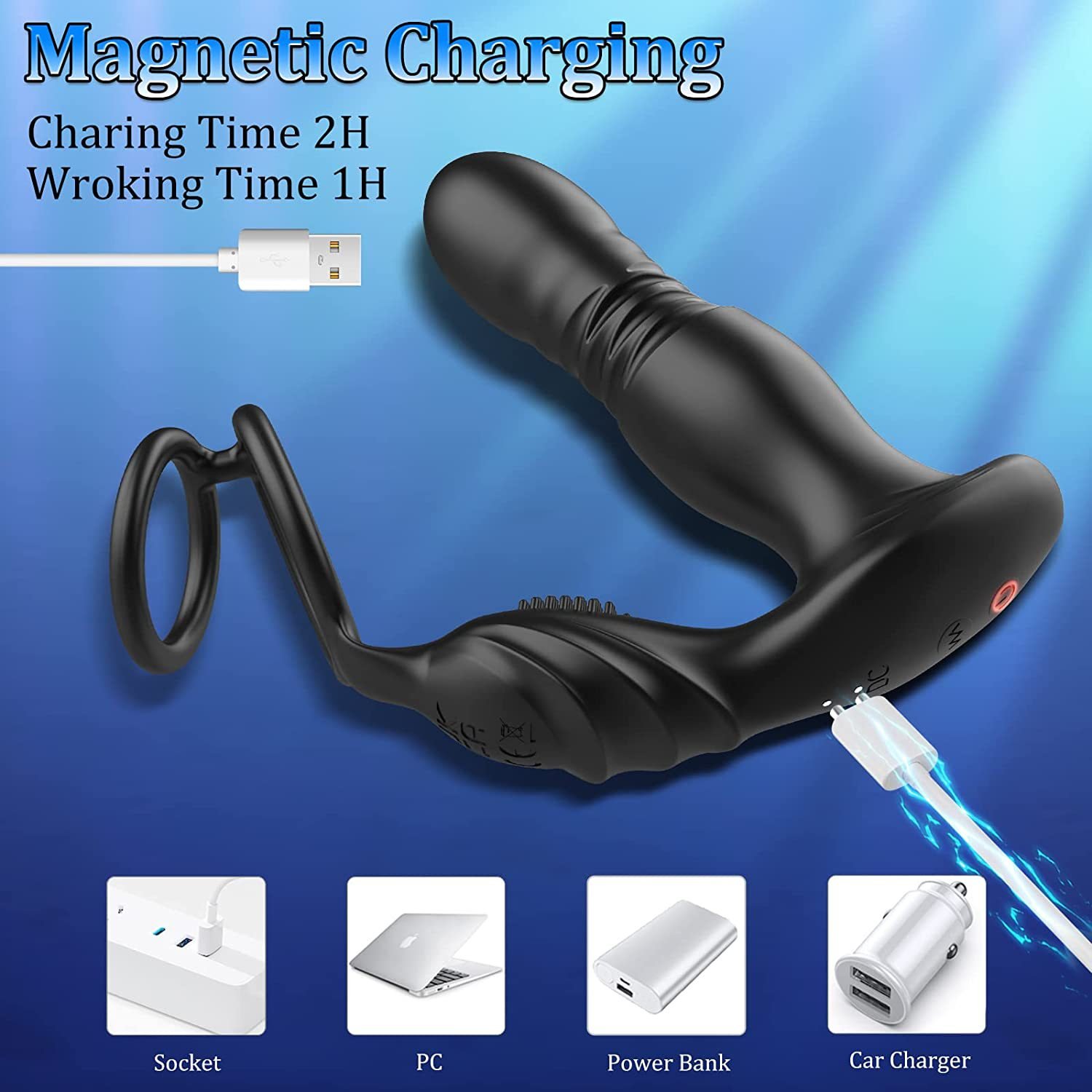 Anal Butt Plug Vibrator Wireless Remote Control Prostate Massager Orgasm G-spot Stimulation Male Penis Cock Rings