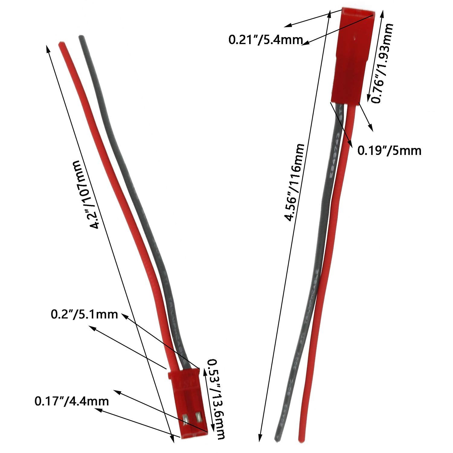 20 AWG JST Plug Connector 2 Pin Male Female Plug Connector Cable Wire for LED Lamp Strip RC Toys Battery