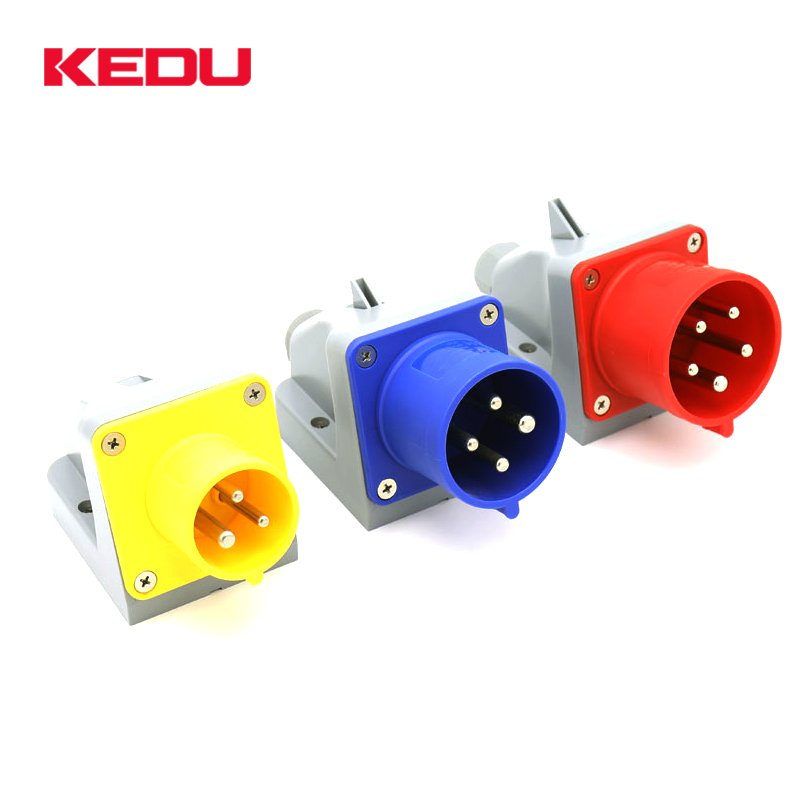 KEDU IP44 4 pins 16A 32A 230V Wall Mounted Industrial Electrical Plugs & Socket