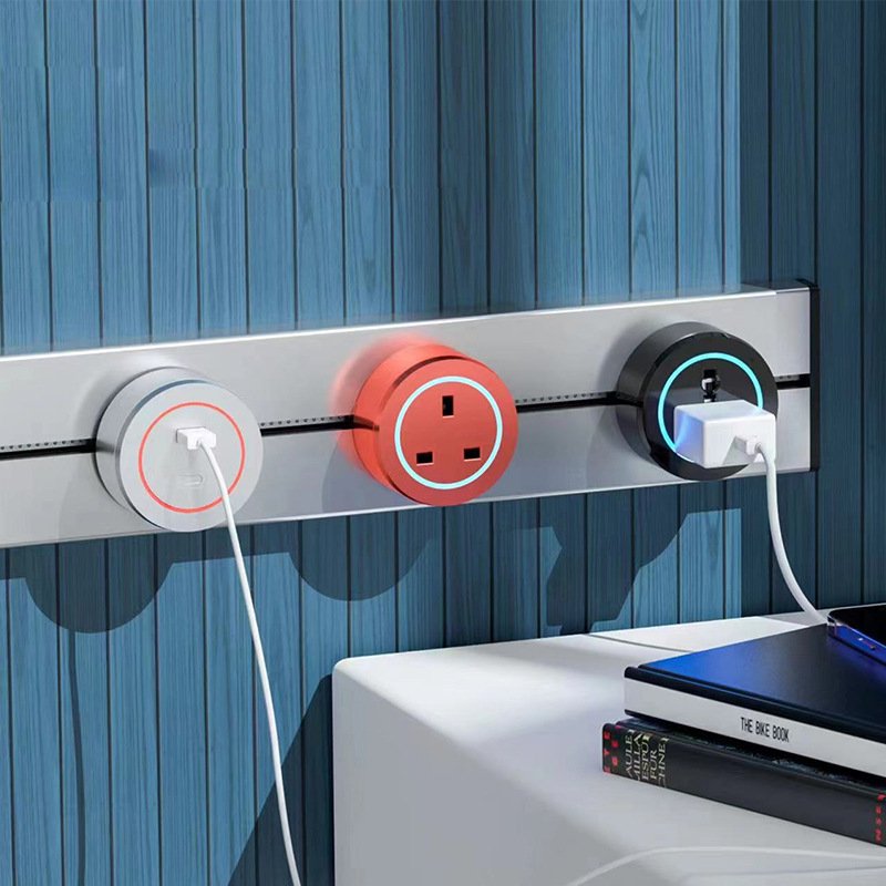 Electrical track socket for EU/UK/Universal wall tabletop socket electric track plug removable power socket track rail system